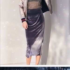 Urban Outfitters Grey Velvet Midi Skirt Medium